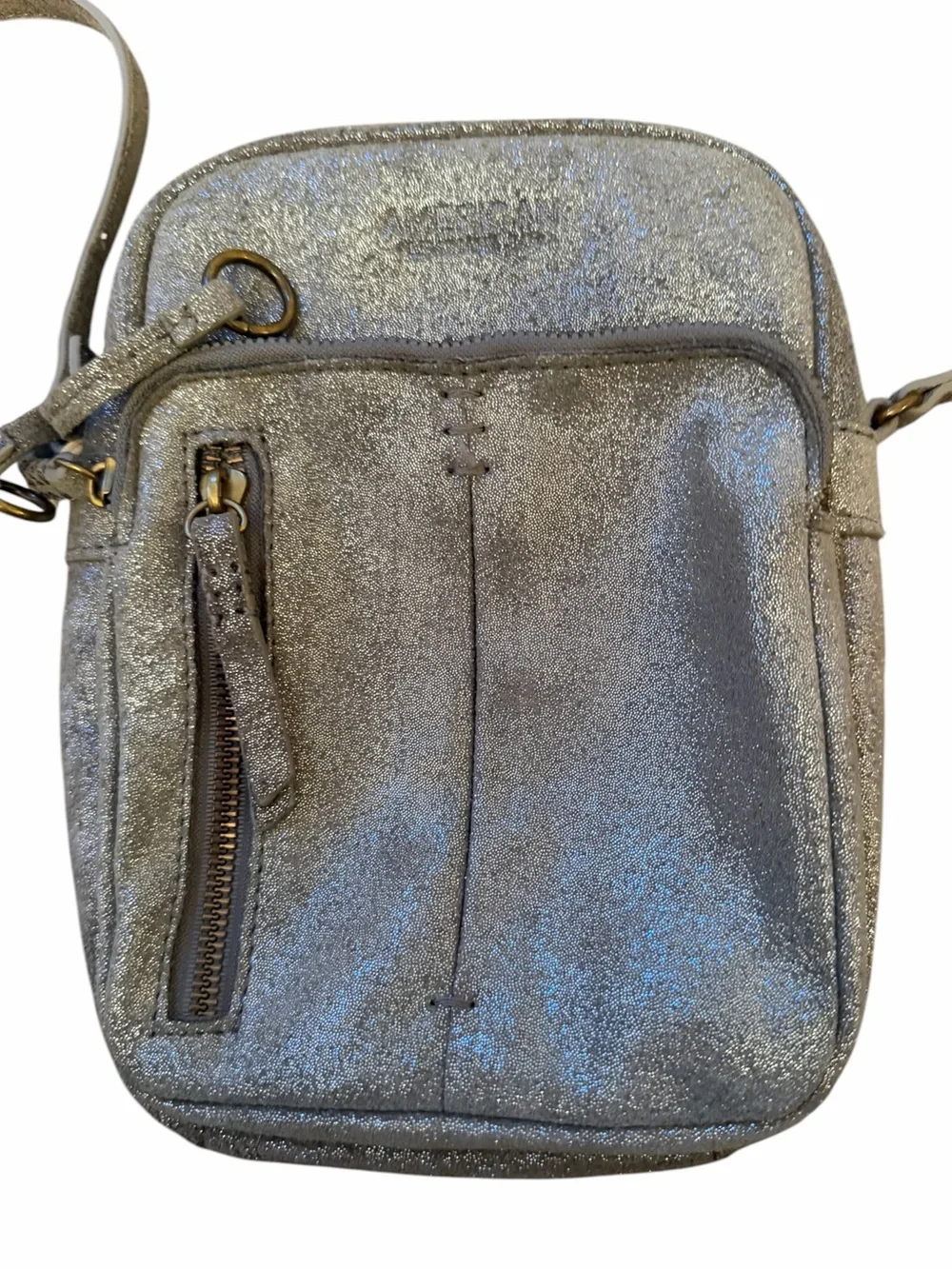 American Leather Co Cleveland NS Crossbody Charcoal Shimmer Leather NWT Bag
